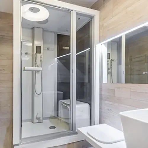 Custom-fit glass shower door installation