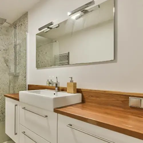 Custom wall mirror installed in a home interior